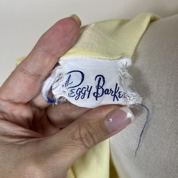 Vintage Peggy Barker Dress Womens Small Yellow Embroidered Lace Babydoll 70s - Picture 12 of 14
